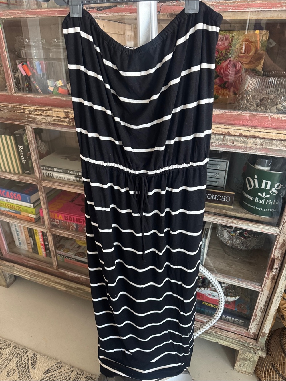 J. Crew Black & White Striped Maxi Dress. Size M
